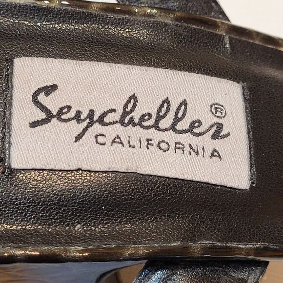 Vintage Seychelles Size 6 M California Block Heels Leather Black Animal Print - Picture 10 of 10